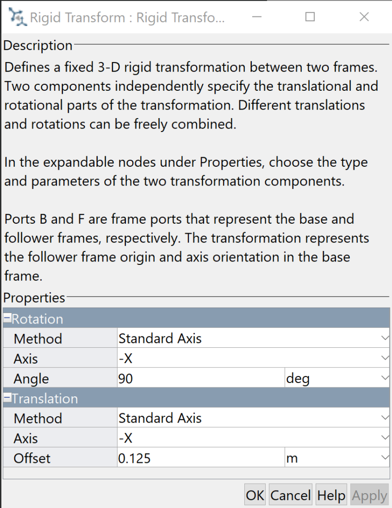 Configuración de Rigid Transform